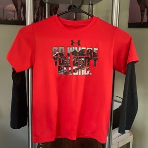 UA red long sleeve tee dri fit
